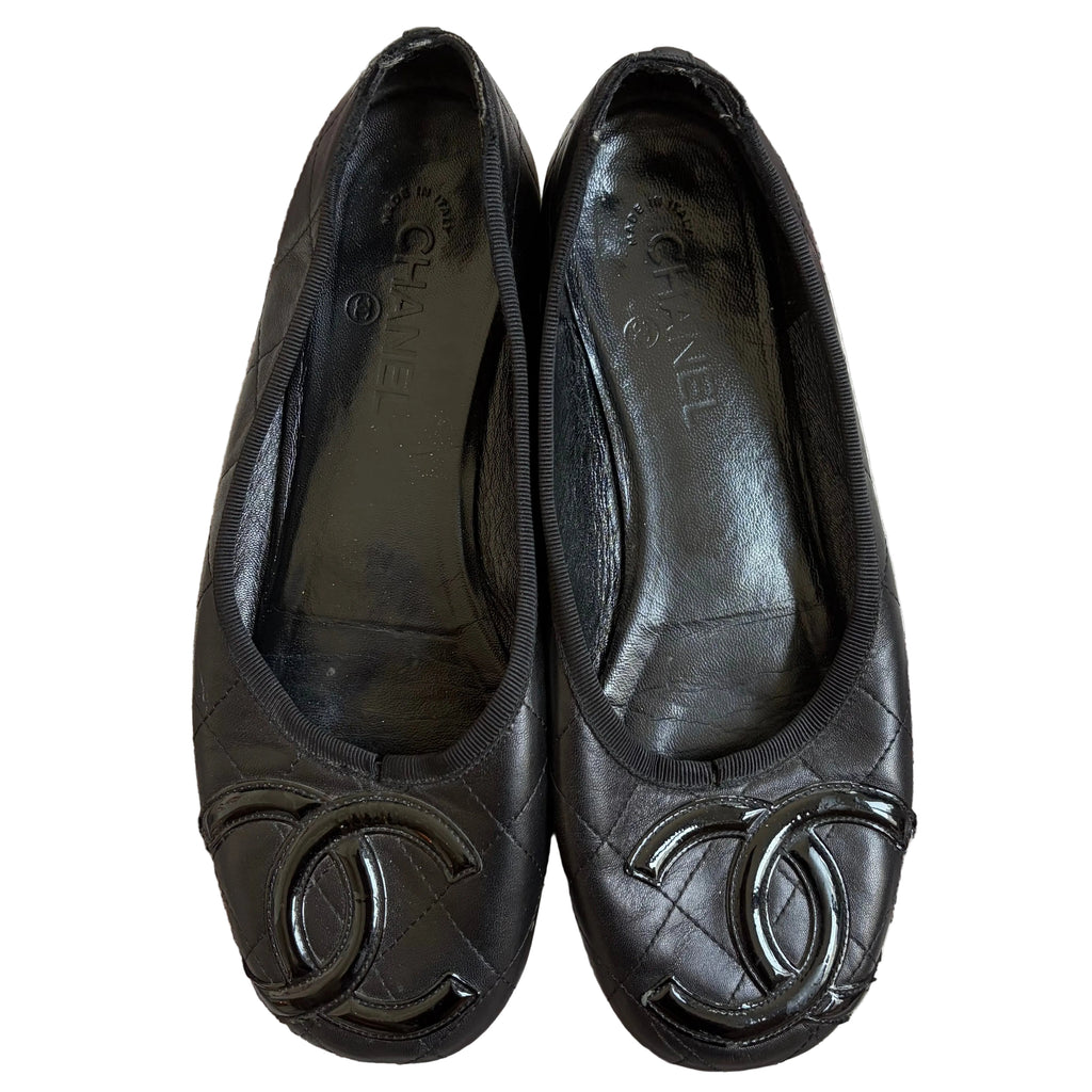 Chanel Cambon Flats Black on Black