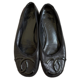 Chanel Cambon Flats Black on Black