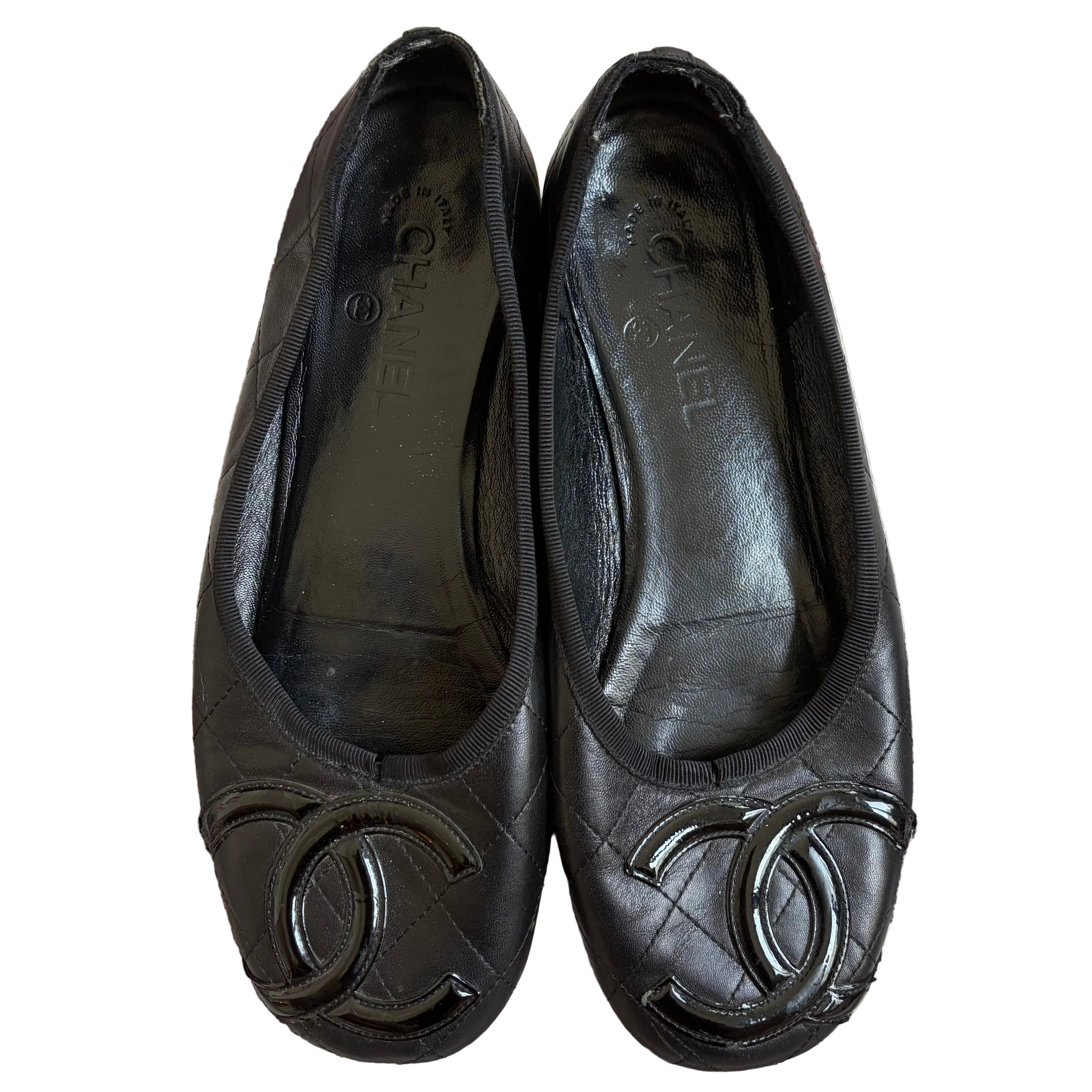 Chanel Cambon Flats Black on Black