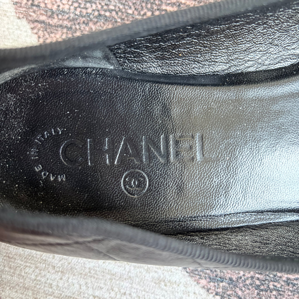 Chanel Cambon Flats Black on Black