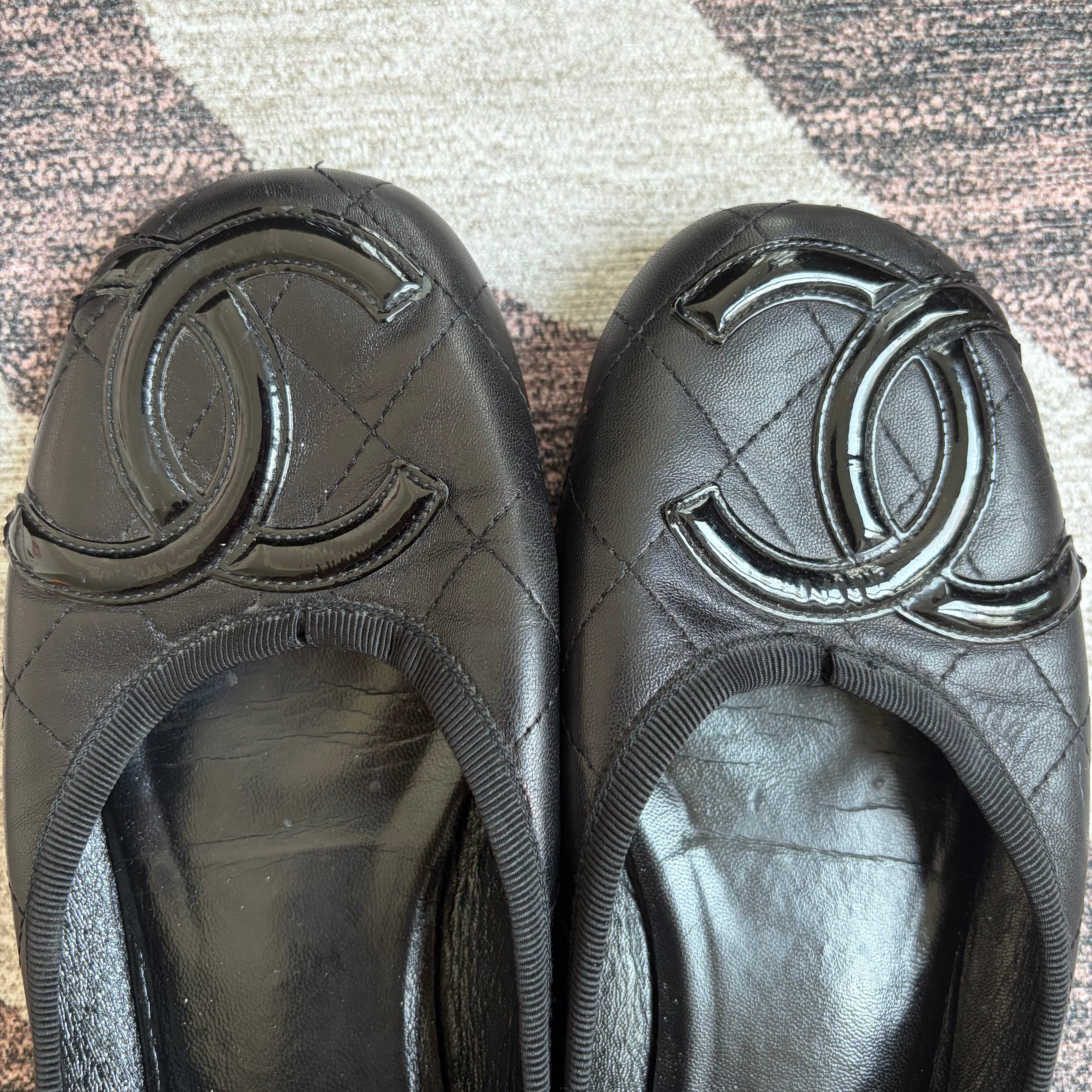 Chanel Cambon Flats Black on Black