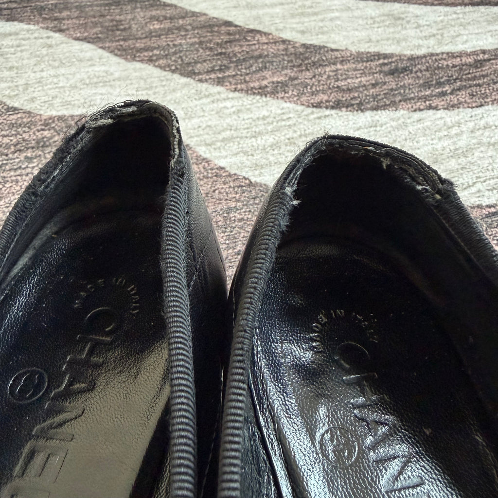 Chanel Cambon Flats Black on Black