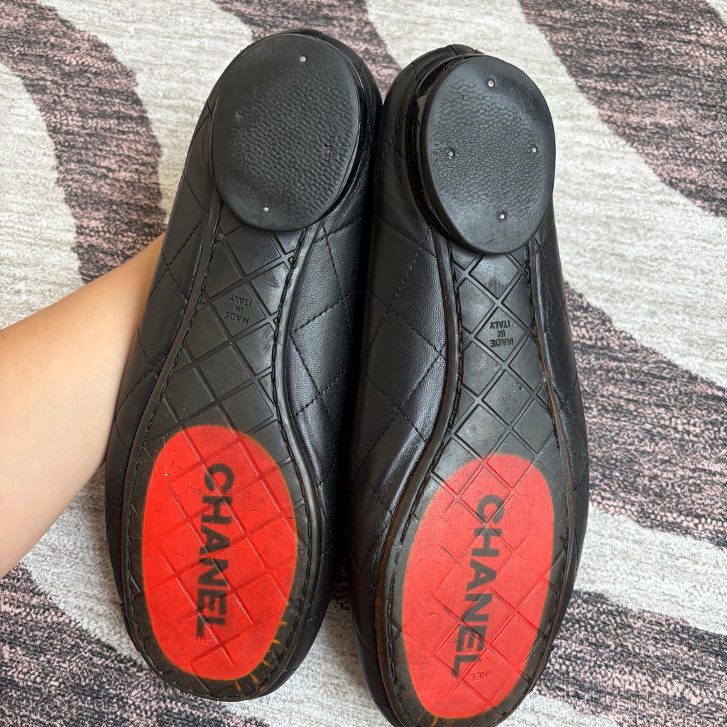Chanel Cambon Flats Black on Black
