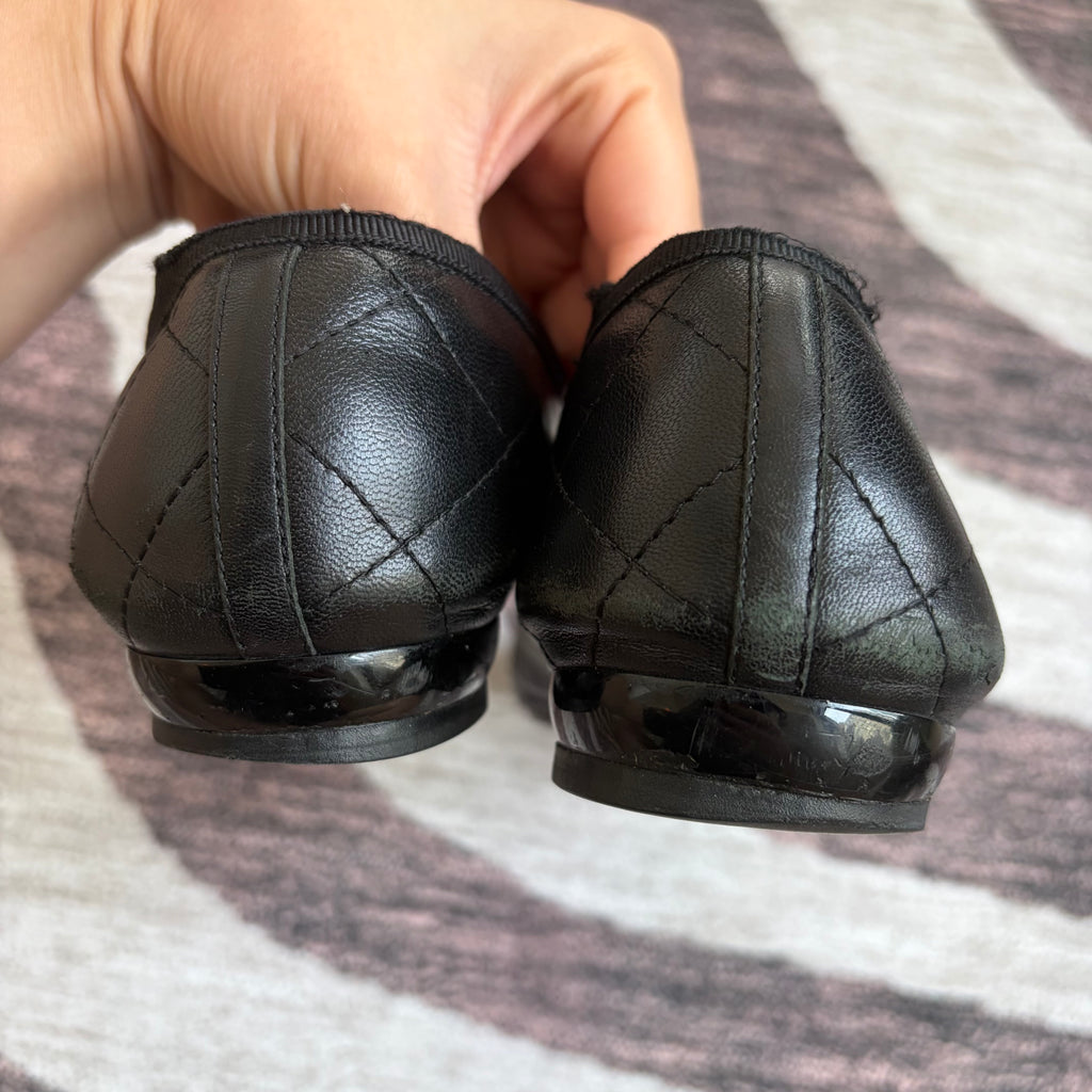 Chanel Cambon Flats Black on Black