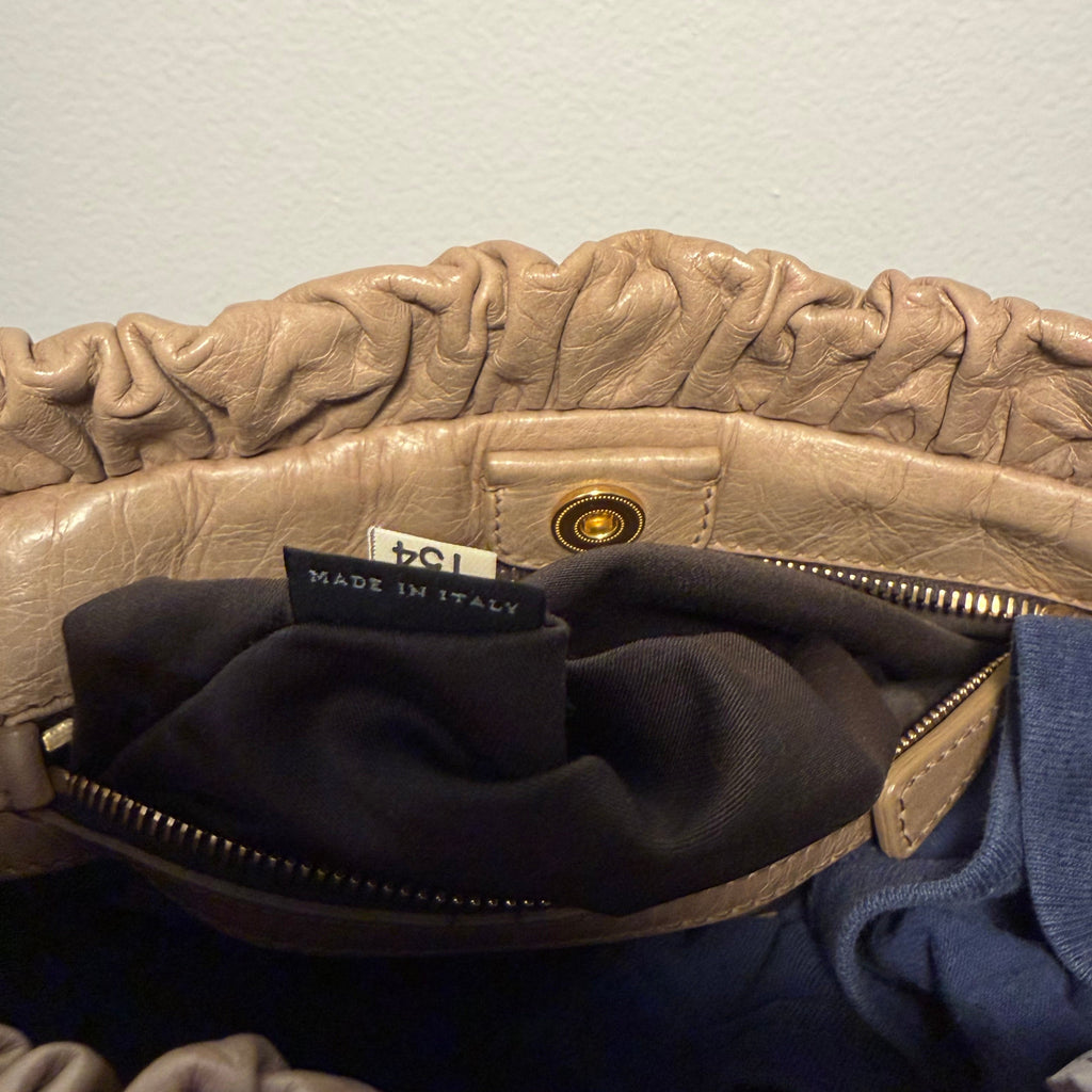 Miu Miu Vitello Lux 2-Way Bag Taupe