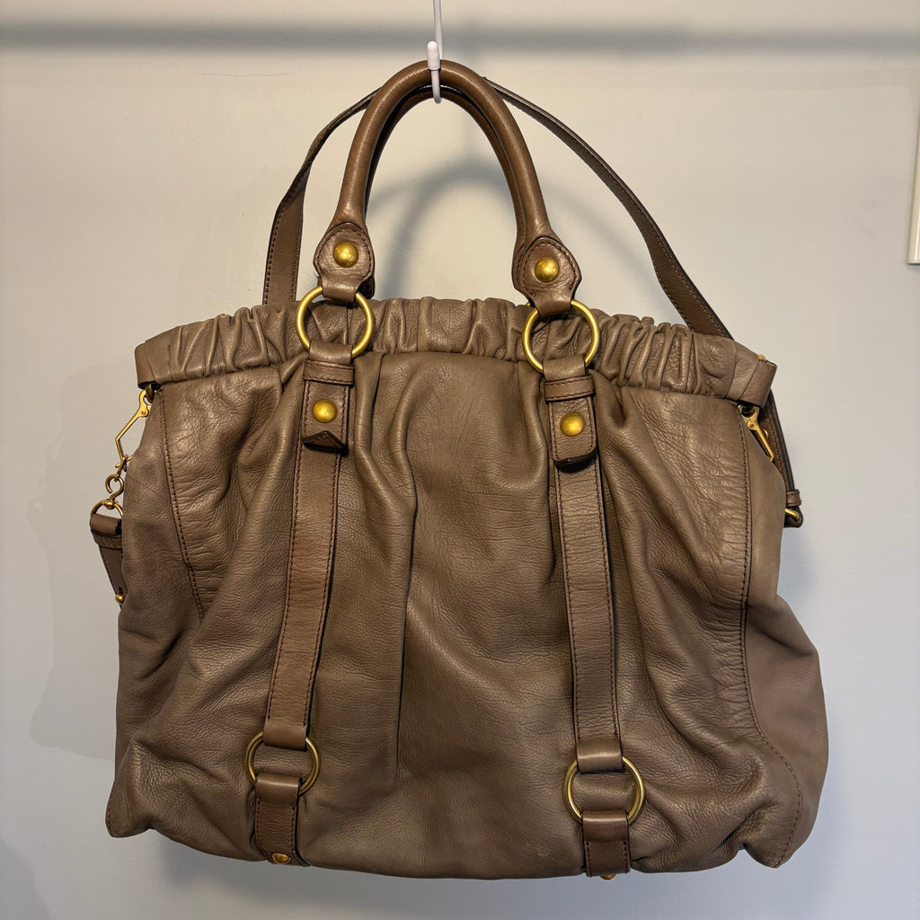 Miu Miu Vitello Lux 2-Way Taupe