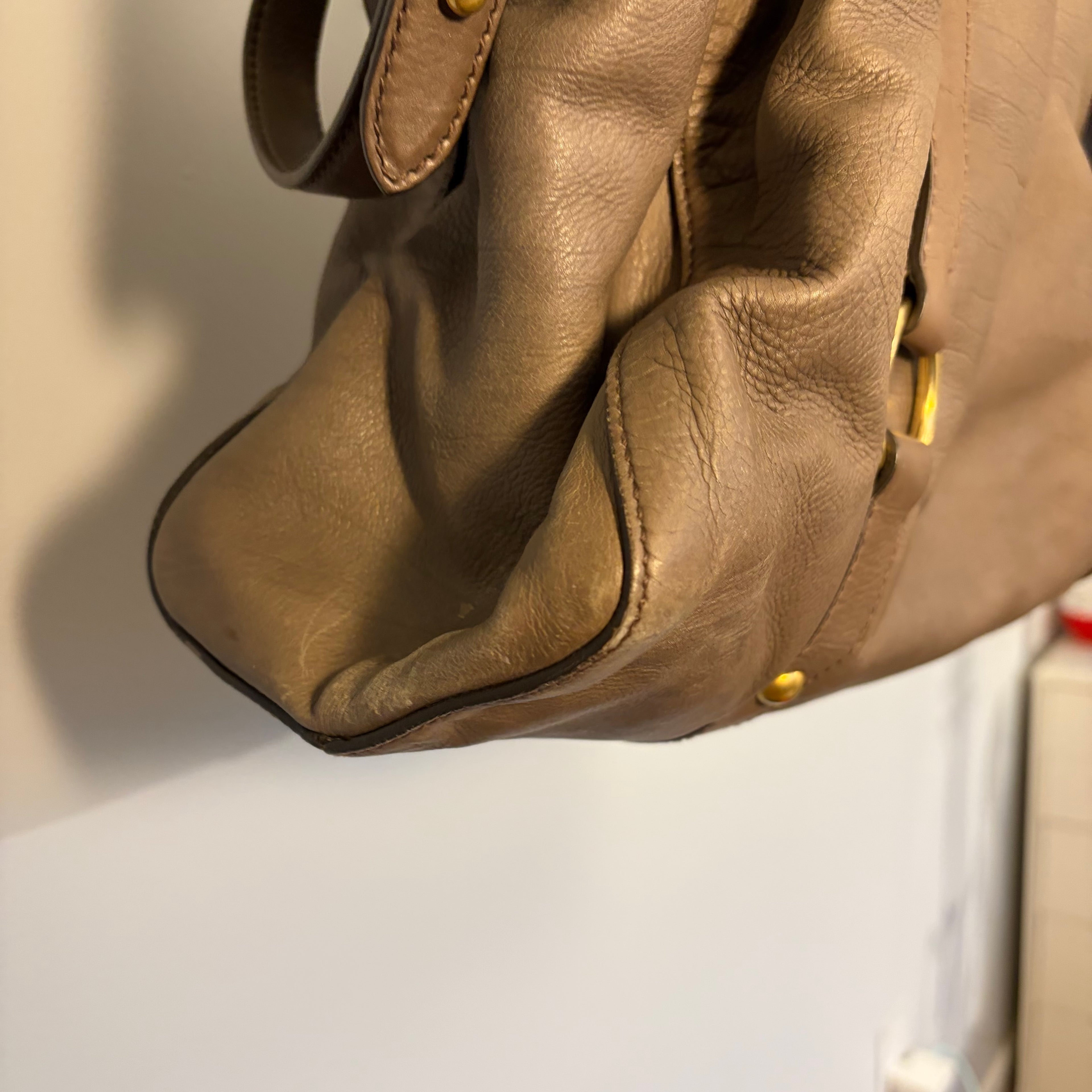 Miu Miu Vitello Lux 2-Way Taupe