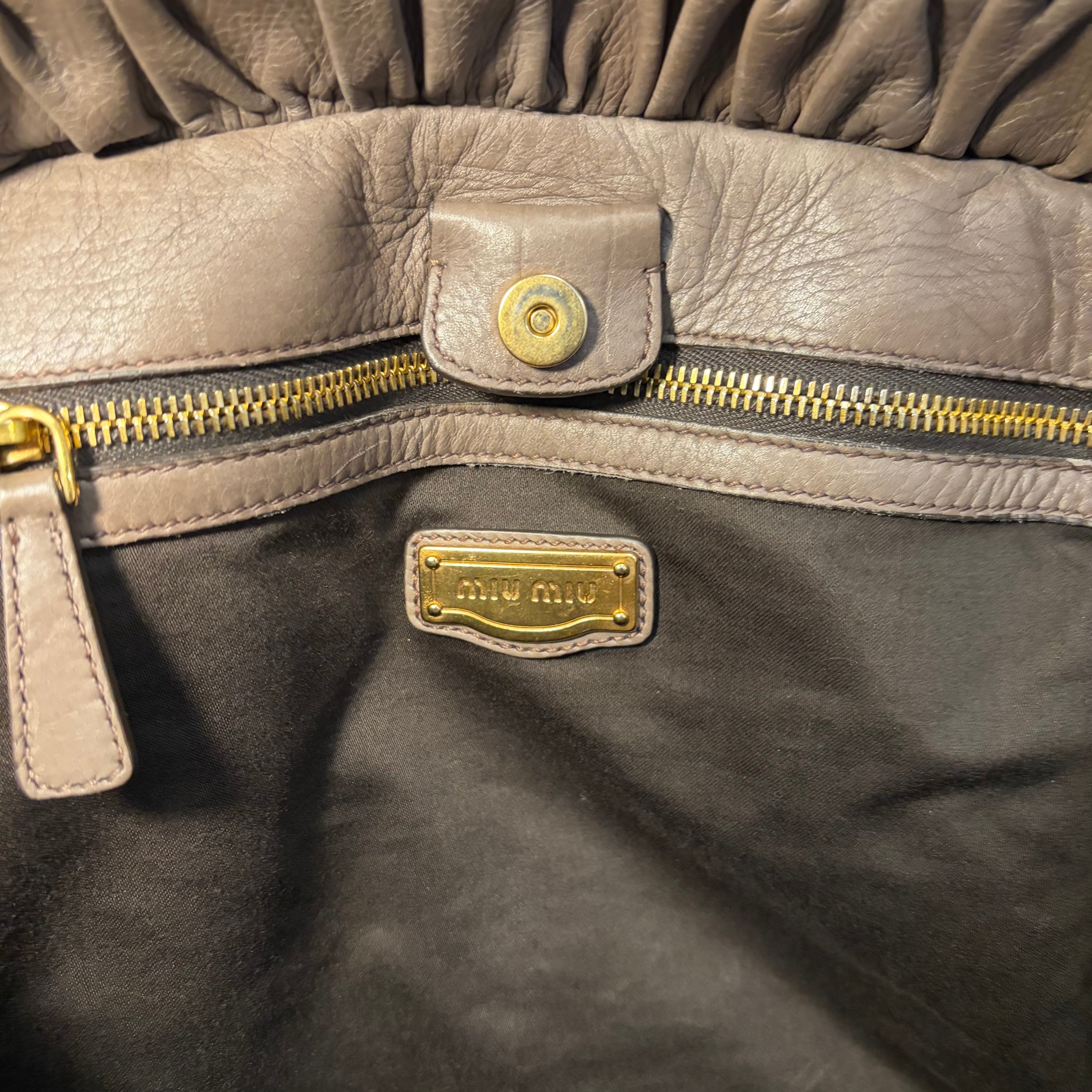 Miu Miu Vitello Lux 2-Way Bag Taupe – Moonstruck Vintage